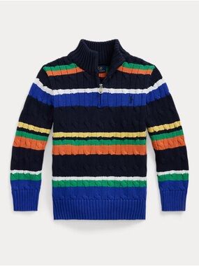 Polo Ralph Lauren Striped Cotton Quarter-Zip Sweater size 6 BOYS